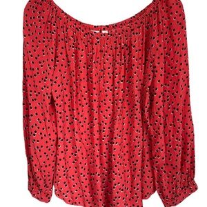 Coral and Black Polka Dot Blouse (Gap)